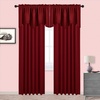 image:imageNICETOWN Blackout Kitchen Valances for Windows Black Floral Scalloped Decor for Living Room Bathroom Gold Foil Flower Shadow Printed Drapes 18 Inch Length with Rod Pocket W42L18 1 PanelBurgundy Red