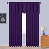image:imageNICETOWN Blackout Kitchen Valances for Windows Black Floral Scalloped Decor for Living Room Bathroom Gold Foil Flower Shadow Printed Drapes 18 Inch Length with Rod Pocket W42L18 1 PanelRoyal Purple