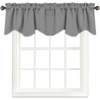 image:imageNICETOWN Blackout Kitchen Valances for Windows Black Floral Scalloped Decor for Living Room Bathroom Gold Foil Flower Shadow Printed Drapes 18 Inch Length with Rod Pocket W42L18 1 PanelSilver Grey