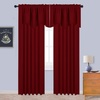 image:imageNICETOWN Blackout Kitchen Valances for Windows Black Floral Scalloped Decor for Living Room Bathroom Gold Foil Flower Shadow Printed Drapes 18 Inch Length with Rod Pocket W42L18 1 PanelBurgundy Red