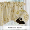 image:imageNICETOWN Blackout Kitchen Valances for Windows Black Floral Scalloped Decor for Living Room Bathroom Gold Foil Flower Shadow Printed Drapes 18 Inch Length with Rod Pocket W42L18 1 PanelFloral Print Light Beige