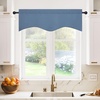 image:imageNICETOWN Blackout Kitchen Valances for Windows Black Floral Scalloped Decor for Living Room Bathroom Gold Foil Flower Shadow Printed Drapes 18 Inch Length with Rod Pocket W42L18 1 PanelStone Blue