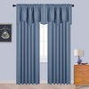 image:imageNICETOWN Blackout Kitchen Valances for Windows Black Floral Scalloped Decor for Living Room Bathroom Gold Foil Flower Shadow Printed Drapes 18 Inch Length with Rod Pocket W42L18 1 PanelStone Blue