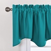 image:imageNICETOWN Blackout Kitchen Valances for Windows Black Floral Scalloped Decor for Living Room Bathroom Gold Foil Flower Shadow Printed Drapes 18 Inch Length with Rod Pocket W42L18 1 PanelPeacock Teal