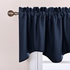 image:imageNICETOWN Blackout Kitchen Valances for Windows Black Floral Scalloped Decor for Living Room Bathroom Gold Foil Flower Shadow Printed Drapes 18 Inch Length with Rod Pocket W42L18 1 PanelNavy