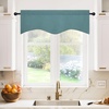 image:imageNICETOWN Blackout Kitchen Valances for Windows Black Floral Scalloped Decor for Living Room Bathroom Gold Foil Flower Shadow Printed Drapes 18 Inch Length with Rod Pocket W42L18 1 PanelGreyish Blue