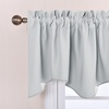 image:imageNICETOWN Blackout Kitchen Valances for Windows Black Floral Scalloped Decor for Living Room Bathroom Gold Foil Flower Shadow Printed Drapes 18 Inch Length with Rod Pocket W42L18 1 PanelGreyish White