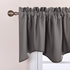 image:imageNICETOWN Blackout Kitchen Valances for Windows Black Floral Scalloped Decor for Living Room Bathroom Gold Foil Flower Shadow Printed Drapes 18 Inch Length with Rod Pocket W42L18 1 PanelGrey