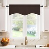 image:imageNICETOWN Blackout Kitchen Valances for Windows Black Floral Scalloped Decor for Living Room Bathroom Gold Foil Flower Shadow Printed Drapes 18 Inch Length with Rod Pocket W42L18 1 PanelToffee Brown
