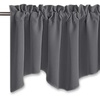 image:imageNICETOWN Blackout Kitchen Valances for Windows Black Floral Scalloped Decor for Living Room Bathroom Gold Foil Flower Shadow Printed Drapes 18 Inch Length with Rod Pocket W42L18 1 PanelGrey