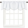 image:imageNICETOWN Blackout Kitchen Valances for Windows Black Floral Scalloped Decor for Living Room Bathroom Gold Foil Flower Shadow Printed Drapes 18 Inch Length with Rod Pocket W42L18 1 PanelPure White