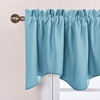 image:imageNICETOWN Blackout Kitchen Valances for Windows Black Floral Scalloped Decor for Living Room Bathroom Gold Foil Flower Shadow Printed Drapes 18 Inch Length with Rod Pocket W42L18 1 PanelTeal Blue