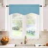 image:imageNICETOWN Blackout Kitchen Valances for Windows Black Floral Scalloped Decor for Living Room Bathroom Gold Foil Flower Shadow Printed Drapes 18 Inch Length with Rod Pocket W42L18 1 PanelTeal Blue