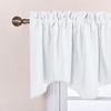 image:imageNICETOWN Blackout Kitchen Valances for Windows Black Floral Scalloped Decor for Living Room Bathroom Gold Foil Flower Shadow Printed Drapes 18 Inch Length with Rod Pocket W42L18 1 PanelPure White