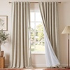 image:imageNICETOWN DIY Pinch Pleat Greige 100 Blackout Linen Curtains 96 inches Long Back TabRod PocketHook Belt Heavyweight Window Treatments White Liner for Bedroom 2 Panels W52 x L96Greige