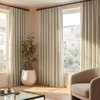 image:imageNICETOWN DIY Pinch Pleat Greige 100 Blackout Linen Curtains 96 inches Long Back TabRod PocketHook Belt Heavyweight Window Treatments White Liner for Bedroom 2 Panels W52 x L96Cream