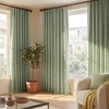 image:imageNICETOWN DIY Pinch Pleat Greige 100 Blackout Linen Curtains 96 inches Long Back TabRod PocketHook Belt Heavyweight Window Treatments White Liner for Bedroom 2 Panels W52 x L96Sage Green