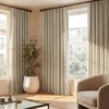 image:imageNICETOWN DIY Pinch Pleat Greige 100 Blackout Linen Curtains 96 inches Long Back TabRod PocketHook Belt Heavyweight Window Treatments White Liner for Bedroom 2 Panels W52 x L96Beige