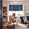 image:imageNICETOWN Farmhouse Buffalo Plaid 100 Blackout Ballon Shades Thermal Insulated Multi Hanging Ways Shade Short Rod Pocket Curtain for Kitchen Liftable Tier Roman Blind Taupe 34 W x 45 L 1 PanelPlaid  Dark Blue  White