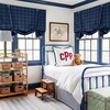 image:imageNICETOWN Farmhouse Buffalo Plaid 100 Blackout Ballon Shades Thermal Insulated Multi Hanging Ways Shade Short Rod Pocket Curtain for Kitchen Liftable Tier Roman Blind Taupe 34 W x 45 L 1 PanelGrid Pattern  Dark Blue  White