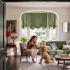 image:imageNICETOWN Farmhouse Buffalo Plaid 100 Blackout Ballon Shades Thermal Insulated Multi Hanging Ways Shade Short Rod Pocket Curtain for Kitchen Liftable Tier Roman Blind Taupe 34 W x 45 L 1 PanelGrid Pattern  Olive Green  White