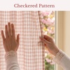 image:imageNICETOWN Gingham Light Pink Curtains for Girls Room 84 Long with Adjustable Top Ties Classic Buffalo Check Linen Textured Drapes Sweet Pink amp White Plaid French Country Decor 52 Wide 2 PanelsLight Filtering  Gingham  Light Pink