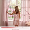 image:imageNICETOWN Gingham Light Pink Curtains for Girls Room 84 Long with Adjustable Top Ties Classic Buffalo Check Linen Textured Drapes Sweet Pink amp White Plaid French Country Decor 52 Wide 2 PanelsLight Filtering  Gingham  Dusty Rose Pink