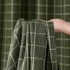 image:imageNICETOWN Olive Green Linen Plaid Bedroom Curtains Rod Pocket amp Back Tab Geometric Jacquard Thick Wovern Mudcloth Light Filtering Window Treatments for Home Decor W52 x L84 2 PanelsOlive Green