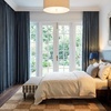 image:imageNICETOWN Olive Green Linen Plaid Bedroom Curtains Rod Pocket amp Back Tab Geometric Jacquard Thick Wovern Mudcloth Light Filtering Window Treatments for Home Decor W52 x L84 2 PanelsDusty Blue