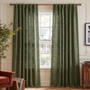 image:imageNICETOWN Olive Green Linen Plaid Bedroom Curtains Rod Pocket amp Back Tab Geometric Jacquard Thick Wovern Mudcloth Light Filtering Window Treatments for Home Decor W52 x L84 2 PanelsOlive Green
