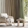 image:imageNICETOWN Pinch Pleated Blue Plaid Curtains 2 Panels W40 x L84 in Linen Blend Light Filtering Privacy Draperies with Grid Tartan Pattern Premium Curtains for Living Room Dining Room with HooksGreen