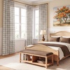 image:imageNICETOWN Pinch Pleated Blue Plaid Curtains 2 Panels W40 x L84 in Linen Blend Light Filtering Privacy Draperies with Grid Tartan Pattern Premium Curtains for Living Room Dining Room with HooksOffwhite
