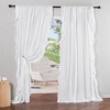 image:imageNICETOWN White Ruffle Shabby Chic Curtains 84 inch Long Rod Pocket Privacy with Some Soft Light Filtering French Country Flowy Drapes for Living RoomFarmhouseBedroom 2 Panels104 WideWhite