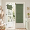 image:imageNICETOWN 100 Blackout Rustic Buffalo Plaid French Door Curtains No Drill Cordless Roman Shade with Tieback for Doors W24 x L64 Privacy amp Thermal Shade for Living Room Patio Glass 1 PC TaupeGrid Pattern  Olive Green  White