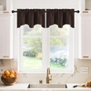 image:imageNICETOWN Blackout Kitchen Valances for Windows Black Floral Scalloped Decor for Living Room Bathroom Gold Foil Flower Shadow Printed Drapes 18 Inch Length with Rod Pocket W42L18 1 PanelToffee Brown