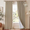 image:imageNICETOWN DIY Pinch Pleat Greige 100 Blackout Linen Curtains 96 inches Long Back TabRod PocketHook Belt Heavyweight Window Treatments White Liner for Bedroom 2 Panels W52 x L96Beige