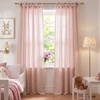 image:imageNICETOWN Gingham Light Pink Curtains for Girls Room 84 Long with Adjustable Top Ties Classic Buffalo Check Linen Textured Drapes Sweet Pink amp White Plaid French Country Decor 52 Wide 2 PanelsLight Filtering  Stripe  Muted Pink