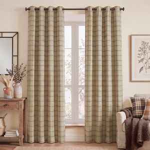 image:imageNICETOWN 100 Plaid Blackout Cabin Buffalo Gingham Curtains Living Room Checkered Patterned Thermal Insulated Taupe Grommet Room Darkening Curtains amp Rustic Drapes for Farmhouse 52W x 84L 2 PanelsPlaid  Burlap  White