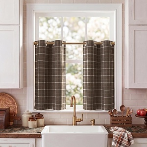 image:imageNICETOWN 100 Plaid Blackout Cabin Buffalo Gingham Curtains Living Room Checkered Patterned Thermal Insulated Taupe Grommet Room Darkening Curtains amp Rustic Drapes for Farmhouse 52W x 84L 2 PanelsPlaid  Brown  White