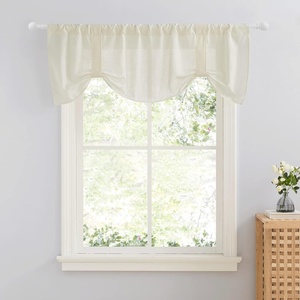 image:imageNICETOWN 2 Pack Linen Valance for Windows Kitchen Living Room Light Filtering Rod Pocket Farmhouse Country Rustic Window Shade for BathroomOfficeNursery 52 Wide x 18 Long TerracottaOff White