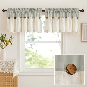 image:imageNICETOWN 2 Pack Linen Valance for Windows Kitchen Living Room Light Filtering Rod Pocket Farmhouse Country Rustic Window Shade for BathroomOfficeNursery 52 Wide x 18 Long TerracottaGrey