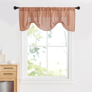 image:imageNICETOWN 2 Pack Linen Valance for Windows Kitchen Living Room Light Filtering Rod Pocket Farmhouse Country Rustic Window Shade for BathroomOfficeNursery 52 Wide x 18 Long TerracottaTerracotta