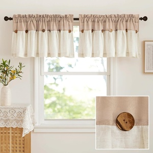image:imageNICETOWN 2 Pack Linen Valance for Windows Kitchen Living Room Light Filtering Rod Pocket Farmhouse Country Rustic Window Shade for BathroomOfficeNursery 52 Wide x 18 Long Terracottatan