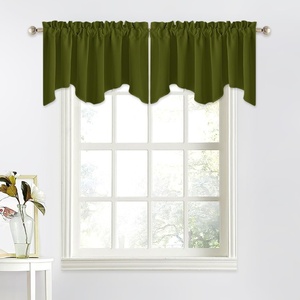 image:imageNICETOWN Blackout Kitchen Valances for Windows Black Floral Scalloped Decor for Living Room Bathroom Gold Foil Flower Shadow Printed Drapes 18 Inch Length with Rod Pocket W42L18 1 PanelOlive Green