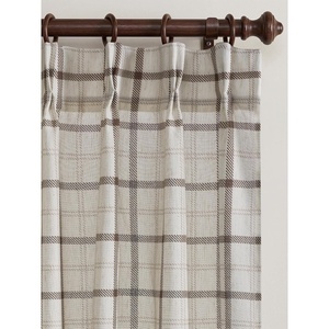 image:imageNICETOWN Pinch Pleated Blue Plaid Curtains 2 Panels W40 x L84 in Linen Blend Light Filtering Privacy Draperies with Grid Tartan Pattern Premium Curtains for Living Room Dining Room with HooksOffwhite