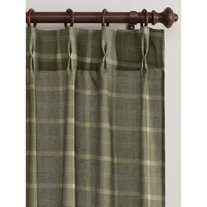 image:imageNICETOWN Pinch Pleated Blue Plaid Curtains 2 Panels W40 x L84 in Linen Blend Light Filtering Privacy Draperies with Grid Tartan Pattern Premium Curtains for Living Room Dining Room with HooksGreen