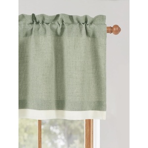 image:imageNICETOWN Sage Green 2 Layers Linen Valance 52 W x 18 L 1 Panel  Rod Pocket DoubleLayered Farmhouse Kitchen Curtain Valance Semi Sheer Rustic Home Decor For Bathroom Small WindowSage Green