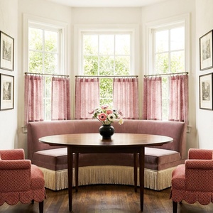 image:imageNICETOWN Semi Sheer Curtains 63 inch Length 2 Panels for Bedroom Rod Pocket amp Back Tab Faux Linen Blend Window Treatments Light Filtering Home Decor for Farmhouse Natural W55 x L63Pink