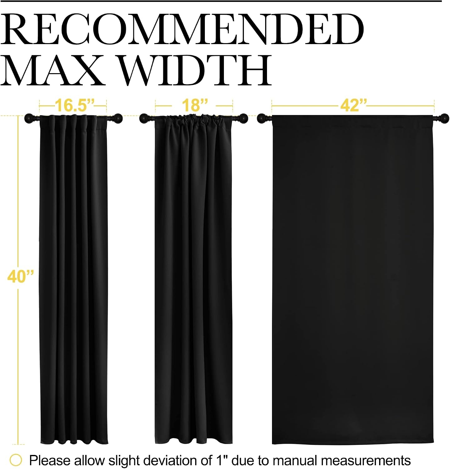 image:imageNICETOWN Halloween Short Curtains for Kitchen Window  Black Color W42 x L40 Double Panels Home Decoration Light Blocking Thermal Insulated Blackout Rod Pocket amp Back Loop Draperies for Cupboard