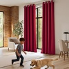 image:imageNICETOWN Full Shade Curtain Panel Energy Smart amp Noise Blocking Out Blackout Drape for Dining Room Window Thermal Insulated Guest Room Lined Window DressingSilver Gray 42 x 84 inchChristmas Red